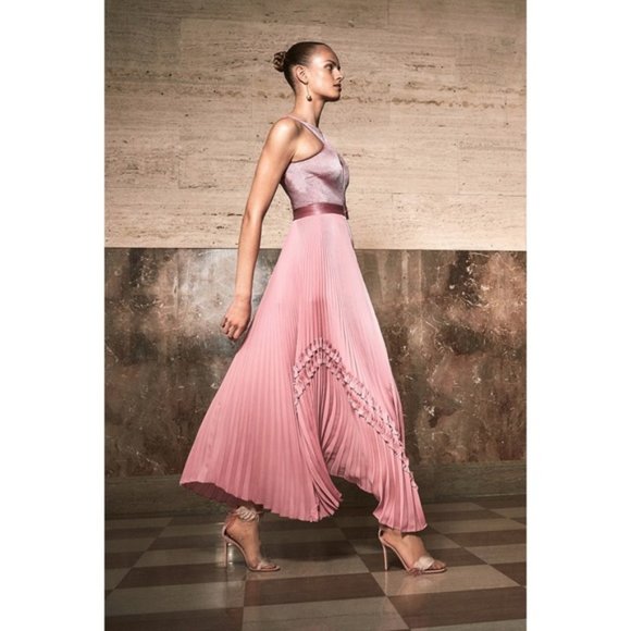 Alexis Dresses & Skirts - Alexis Bellona Pink Pleated Ruffle Long Dress XS